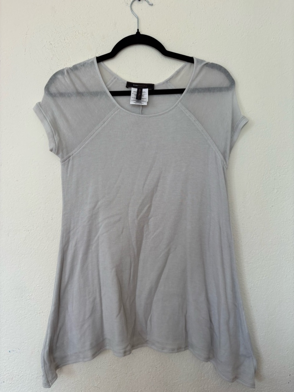 BCBGMaxAzria Light Gray Scoop Neck Short-Sleeve Top